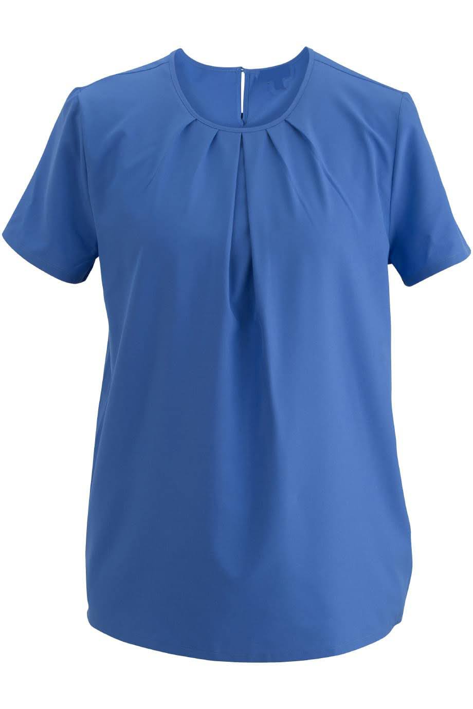 Women's Gathered Short Sleeved Blouse with Keyhole Back